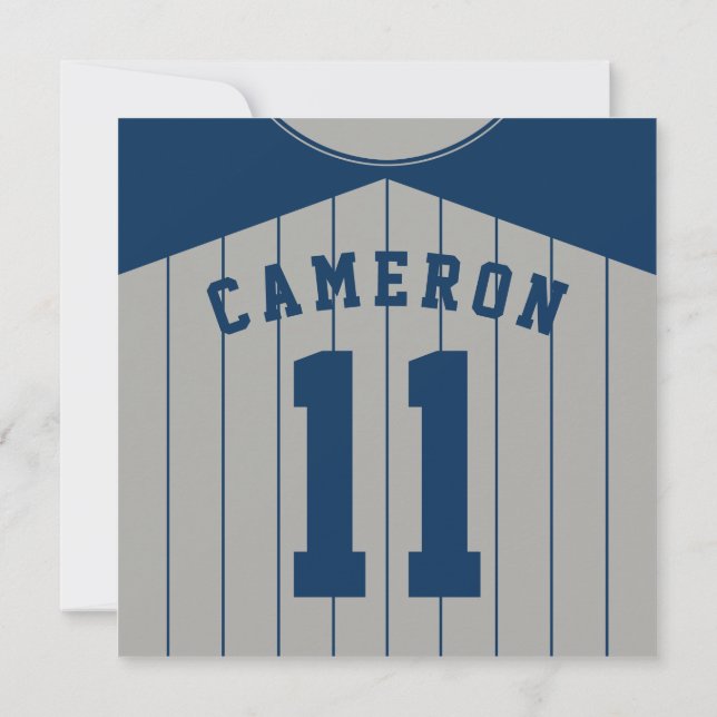 Baseball Jersey Themed Party Invites Template (Back)