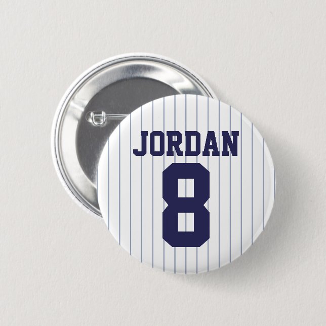Baseball Jersey with Custom Name and Number 6 Cm Round Badge (Front & Back)