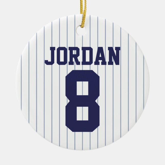 Baseball Jersey with Custom Name and Number Ceramic Tree Decoration (Front)