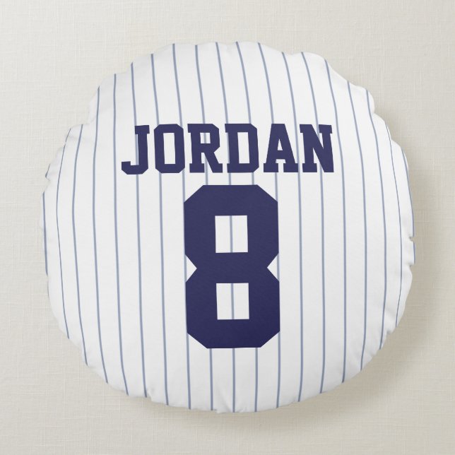 Baseball Jersey with Custom Name and Number Round Cushion (Front)