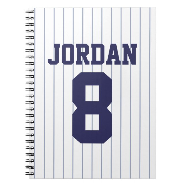 Baseball Jersey with Custom Name and Number Spiral Notebook (Front)
