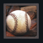 Baseball Jewellery Box<br><div class="desc">Baseball Ball & Glove Watercolor Effect Digital Art - US Popular Sports - American Popular Sports - US Baseball Artwork</div>