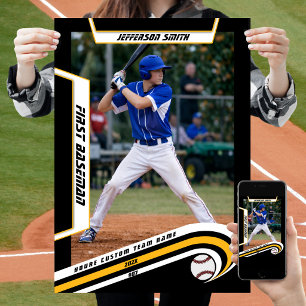 Baseball Keepsakes in Lively Yellow Black Custom  Poster