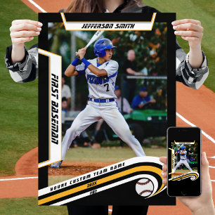 Baseball Keepsakes in Lively Yellow Black Custom  Poster