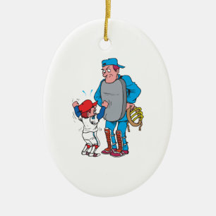 baseball kid arguing with the umpire ceramic tree decoration