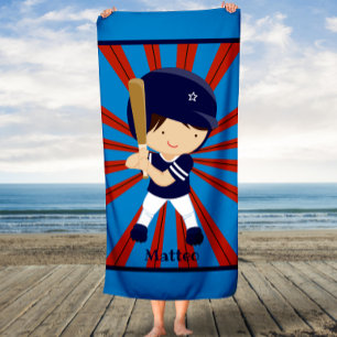 Baseball Kid Custom Bath Towel for Boys