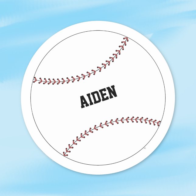 Baseball Kid Personalised Round Sticker (Baseball kid personalized round sticker)