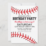 Baseball Kids Birthday Invitation<br><div class="desc">Personalised kids baseball birthday invitations,  the card being a baseball design with the classic red stitching at the top and bottom,  plus your party details.</div>