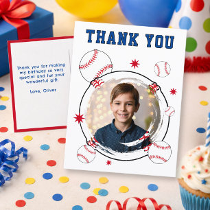 Baseball Kids Birthday Thank you Photo Postcard