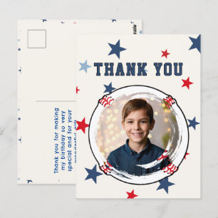 Baseball Kids Stars Birthday Thank you Photo Postcard