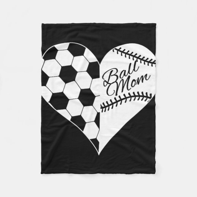 Baseball Laces Soccer Ball Pattern Heart Ball Mum  Fleece Blanket (Front)