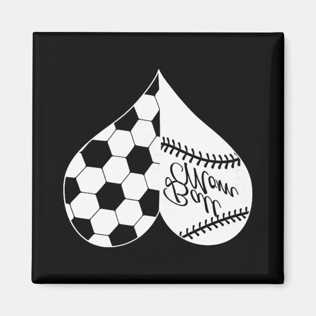 Baseball Laces Soccer Ball Pattern Heart Ball Mum  Magnet (Front)