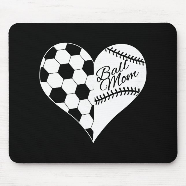 Baseball Laces Soccer Ball Pattern Heart Ball Mum  Mouse Pad (Front)