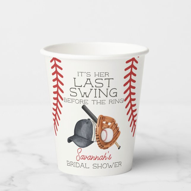 Baseball Last Swing Home Run Bridal Shower Decor Paper Cups (Front)