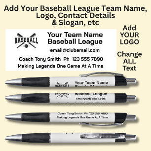 Baseball League Team - Add your own details & Logo