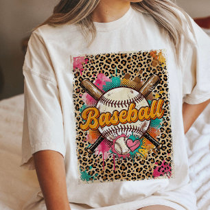 Baseball Leopard Print Heart Splash Tri-Blend Shirt
