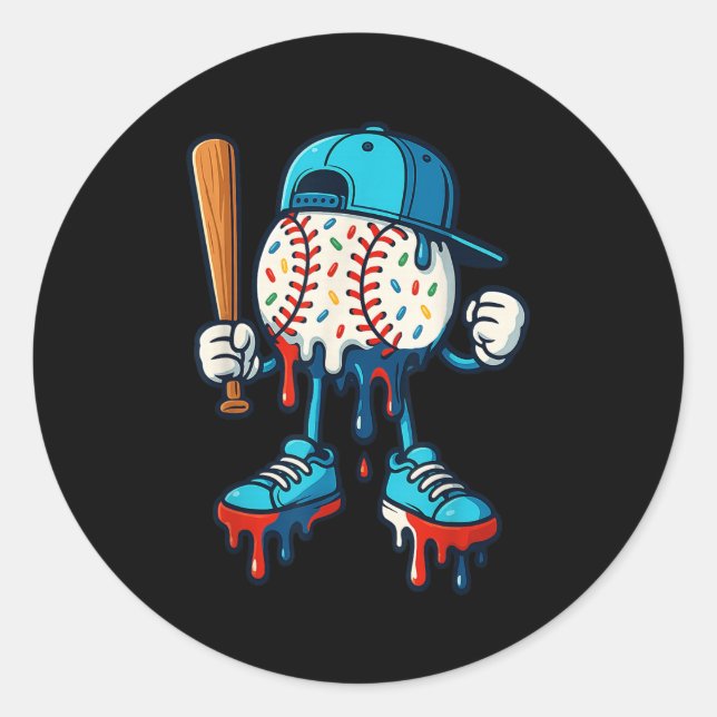 Baseball Lifestyle 101 Apparel Youth Baseball Drip Classic Round Sticker (Front)