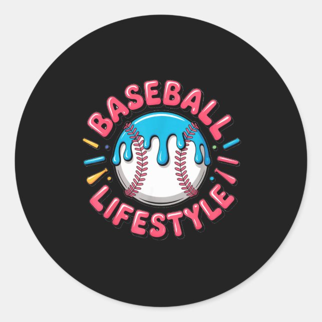 Baseball Lifestyle 101 Apparel Youth Drip Baseball Classic Round Sticker (Front)