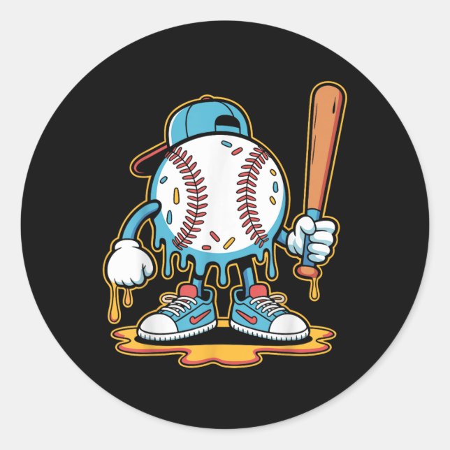 Baseball Lifestyle 101 Tee Youth Baseball Drip Ice Classic Round Sticker (Front)
