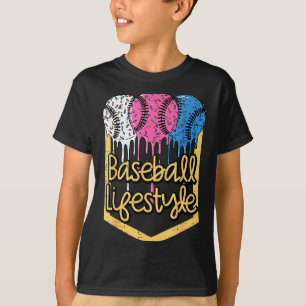 Baseball Lifestyle Ball Sprinkles Drip Boys Kids M T-Shirt
