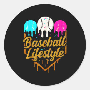 Baseball Lifestyle, Baseball Drip Icecream  Classic Round Sticker