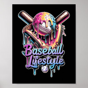 Baseball Lifestyle Ice Cream Drip Men Boys Kids Gi Poster