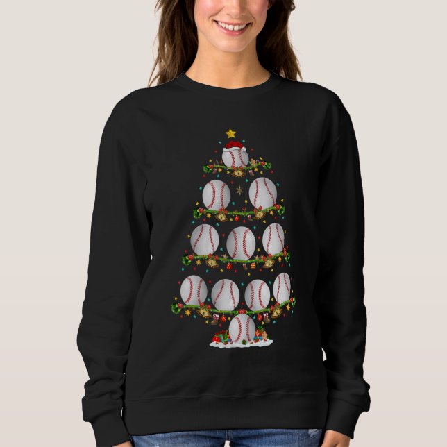 Baseball   Lights Xmas Santa Baseball Christmas Tr Sweatshirt (Front)