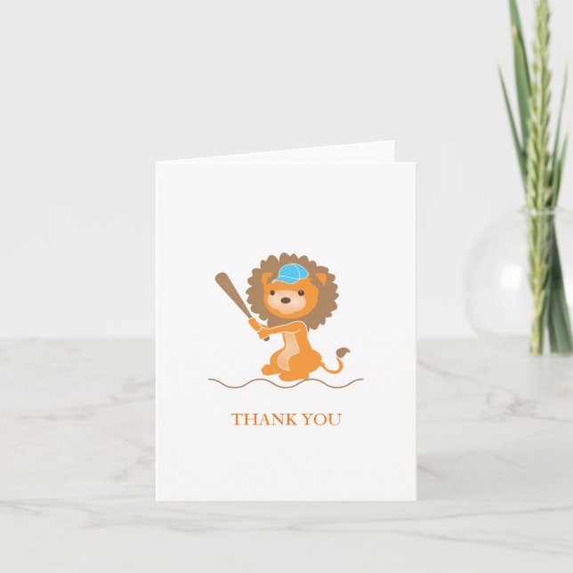 Baseball Lion Thank You Card (Front)