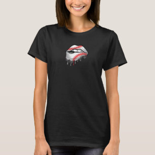 Baseball Lips Dripping  Men Women Boy Girls T-Shirt