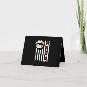 Baseball Lips Sports Player Distressed Womens Mens Thank You Card