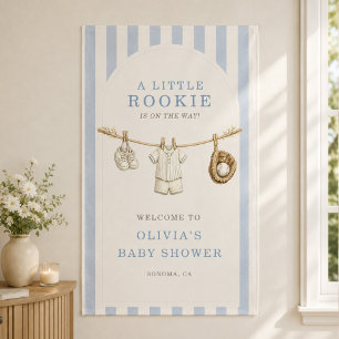 Baseball Little Rookie Baby Shower Welcome Sign