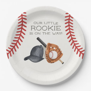 Baseball Little Rookie Home Run Baby Shower Paper Plate