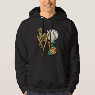 Baseball LOVE Baller Mom Leopard Print Softball Ga Hoodie