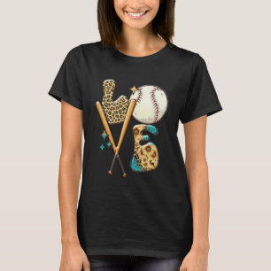 Baseball LOVE Baller Mum Leopard Print Softball Ga T-Shirt