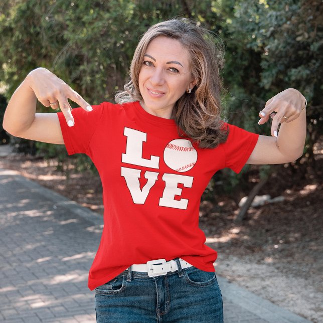 Baseball LOVE Cute Women's Sports Mum T-Shirt (Creator Uploaded)