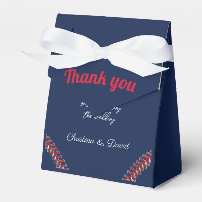 Baseball Love Dark Navy Sports Wedding Favour Box (Front Side)