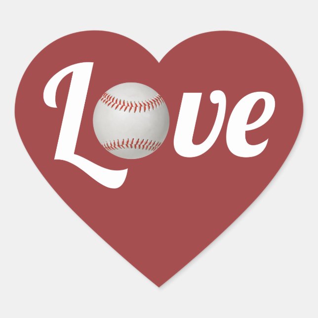 Baseball Love Sports Theme Wedding Favour Thank Yo Heart Sticker (Front)