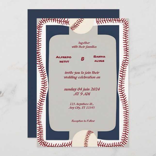 Baseball  love sports Theme Wedding Invitations (Front/Back)