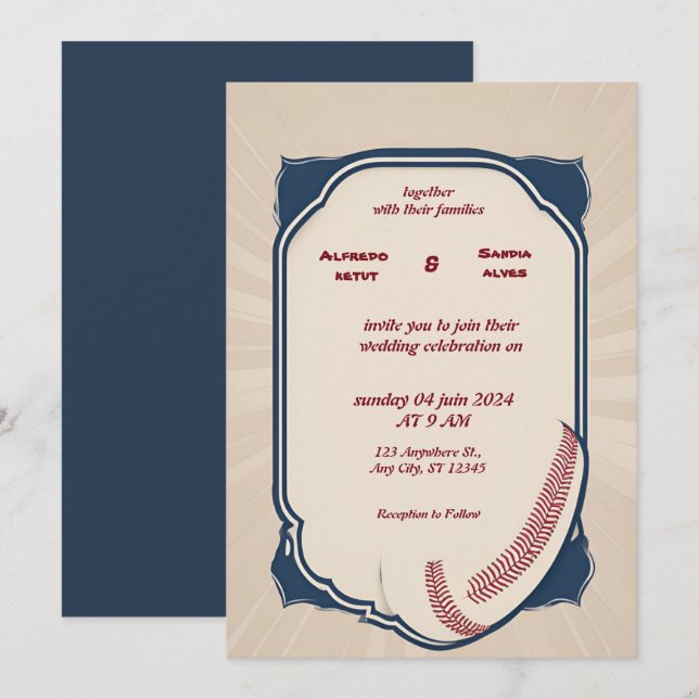 Baseball  love sports Theme Wedding Invitations (Front/Back)