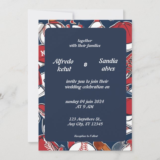 Baseball  love sports Theme Wedding Invitations (Front)