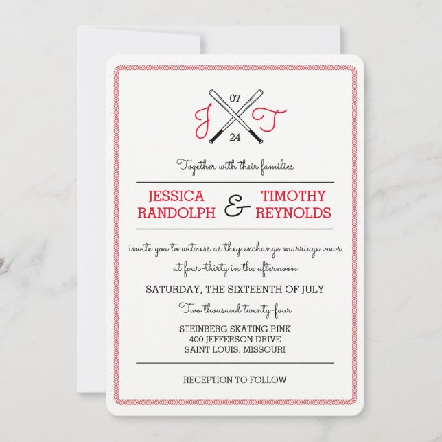 Baseball Love Wedding Invitations (Front)
