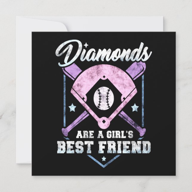 Baseball Lover | Diaminds Are A Girl's Best Friend Invitation (Front)