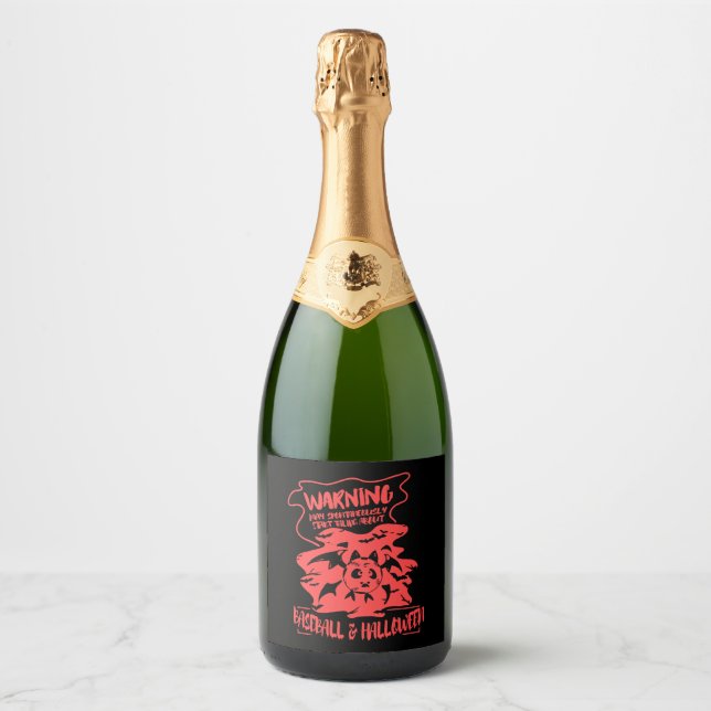 Baseball Lover Halloween Gift Costume Sparkling Wine Label (Front)