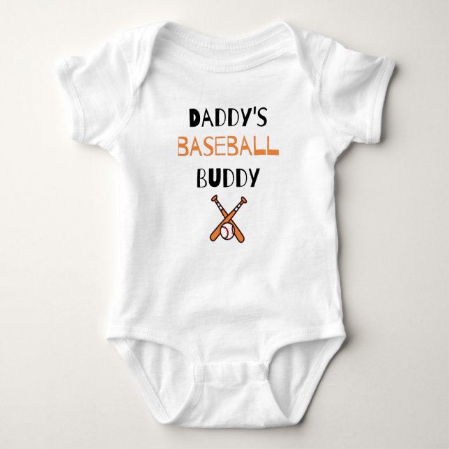 Baseball Lover Saying: Daddy's Baseball Buddy Baby Bodysuit (Front)