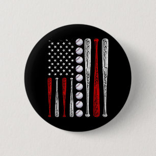 Baseball Lovers American Flag Independence Day 4th 6 Cm Round Badge