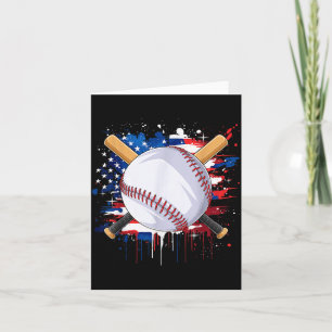 Baseball Lovers American Flag Independence Day 4th Card