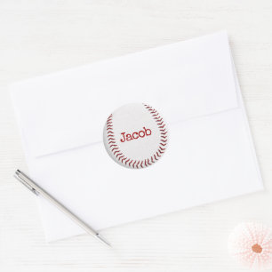 Baseball Macro With Name Classic Round Sticker