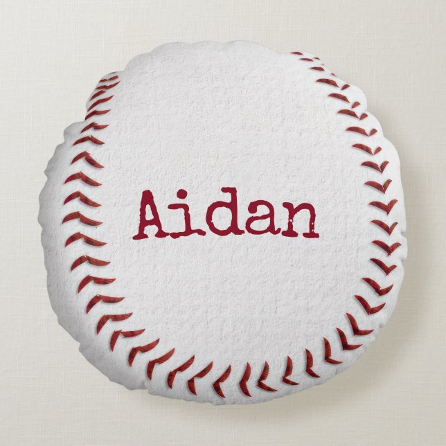 Baseball Macro With Name Round Cushion (Front)