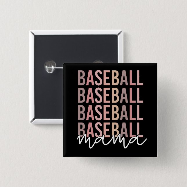 Baseball Mama | Baseball Mum Gifts 15 Cm Square Badge (Front & Back)