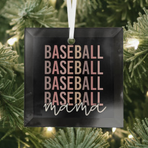 Baseball Mama   Baseball Mum Gifts Glass Tree Decoration
